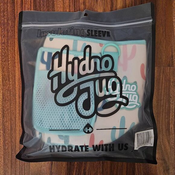 Hydro Jug Insulating Sleeve Pastel Pink and Green Cactus With Pockets and Strap - Picture 1 of 1